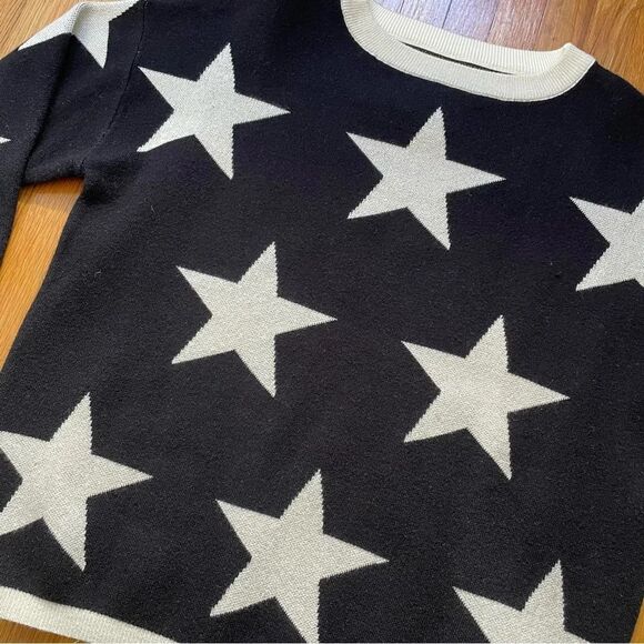 Women’s Star Sweater Size Medium Black and Silver Wool Blend New Without Tags - Picture 3 of 8
